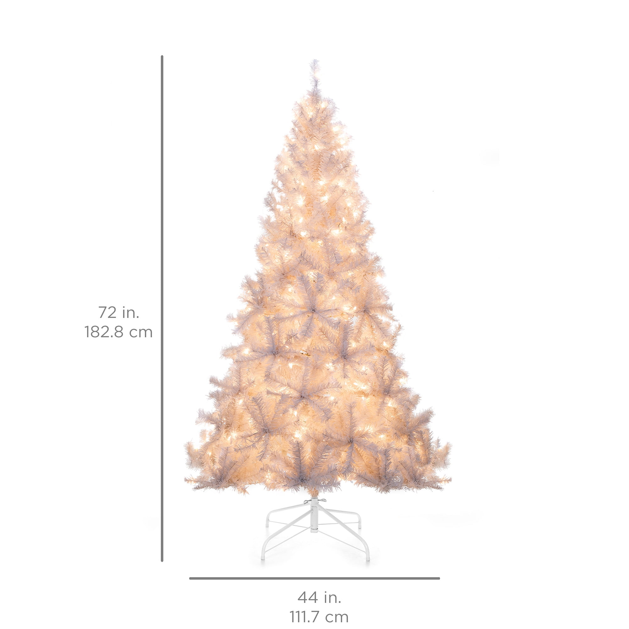 6Ft Pre-Lit PVC Hinged Artificial Christmas Tree w/ 250 Lights & Stand Decor