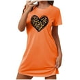 thumbnail image 2 of BRGZLK Women's Heart Print Nightdress Large Size Short Nightgown Round Neck Short Sleeve Cute Comfy Lounge Night Gown Orange XL, 2 of 5