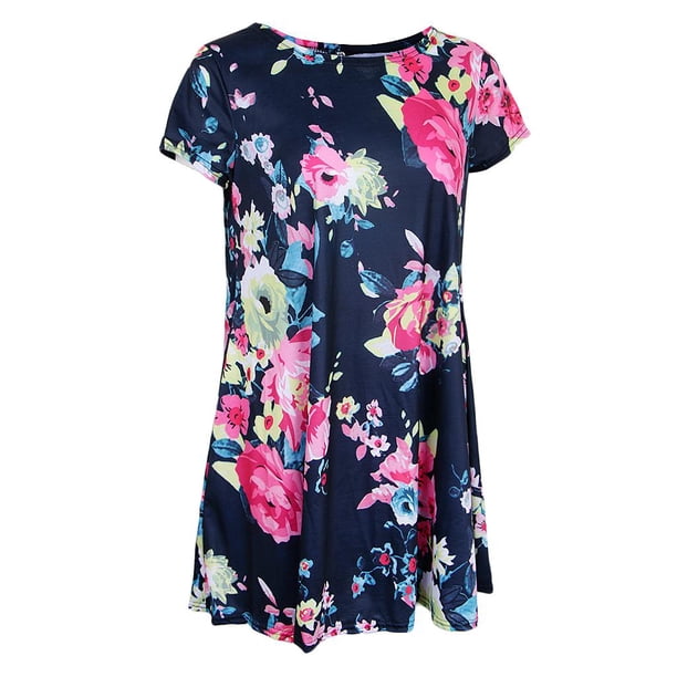 Vestido corto floral Colco Midi Suelto Acampanado Informal Mujer XXL