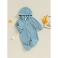 thumbnail image 3 of Caoirhny Baby Girls Boys Autumn Hooded Jumpsuit Solid Color Long Sleeve Zipper Closure Casual Romper, 3 of 9