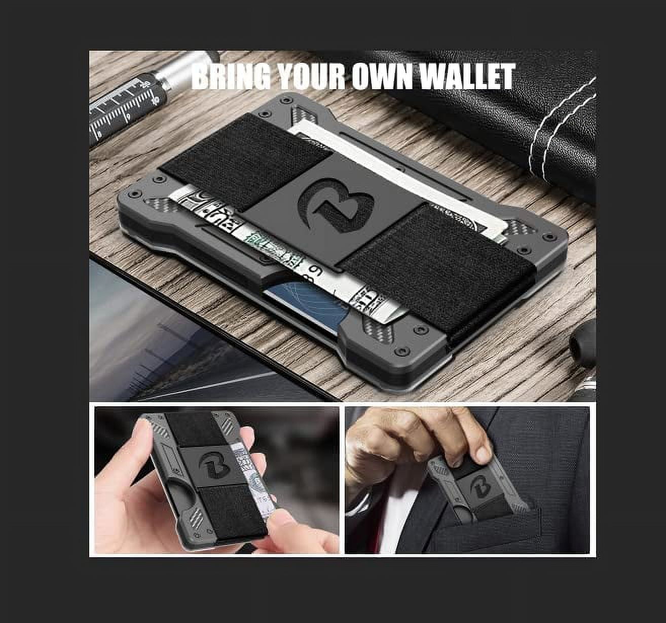 Wallet For Men Slim Aluminum Metal Money Clip with 1Clear window ID Badge  Holder RFID Blocking Holds up 15 Cards with Cash Clip