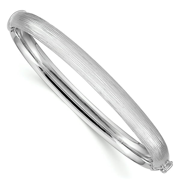 IceCarats 925 Sterling Silver 6.5mm Textured Hinged Bangle Bracelet