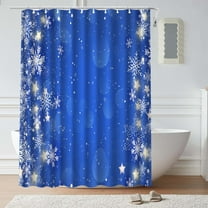 JVBTVB Christmas Shower Curtain Waterproof 35x70 Inches, Polyester Fabric with Reinforced Rustproof Grommets for Holiday Bathroom Decor