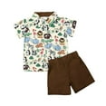 thumbnail image 1 of Ensemble de Culottes pour Garçon, Col Rabattu, Haut Décontracté à Imprimé Animal, Short Élastique, 1 of 8