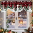 thumbnail image 6 of Christmas Tie Up Valances Curtain, Snowman Christmas Tree Forest Winter Snow Red Plaid Adjustable Rod Pocket Short Window Treatment Tie Up Curtains Valances for Kitchen Living Room Bathroom 42x18 In, 6 of 9