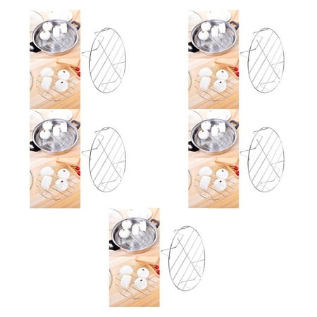 

5pcs kitchen high foot stainless steel steaming rack four-corner steamer steaming egg rack anti-scalding steaming vegetable rack cooling rack [without packaging]