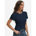 thumbnail image 3 of Women's Slim Fit Short Sleeve Crew Neck T-Shirt - Summer Casual Basic Tee Top, 3 of 4