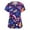 Dark Blue #019, variant on Womens Mardi Gras Scrubs Feathers Print Mask Print V Neck Scrubs Sparkly Short Sleeve Purple Nursing Top with Pockets Blue L