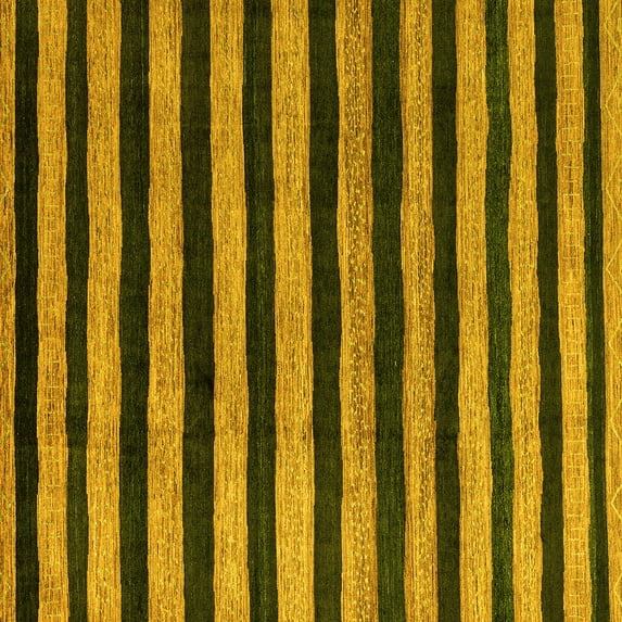 Ahgly Company Machine Washable Indoor Square Oriental Yellow Modern Area Rugs, 5' Square