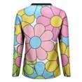 thumbnail image 4 of MEICHEN Women's Elegant Retro Art Print V Neck Loose Mid Length Sleeve Top Summer T Shirts for Women, 4 of 5