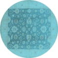 thumbnail image 1 of Ahgly Company Indoor Round Oriental Light Blue Traditional Area Rugs, 7' Round, 1 of 4