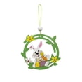 thumbnail image 3 of Adorno de madera para colgar con forma de conejito de Pascua y flores, artesanía de madera para la decoración navideña, 3 of 5