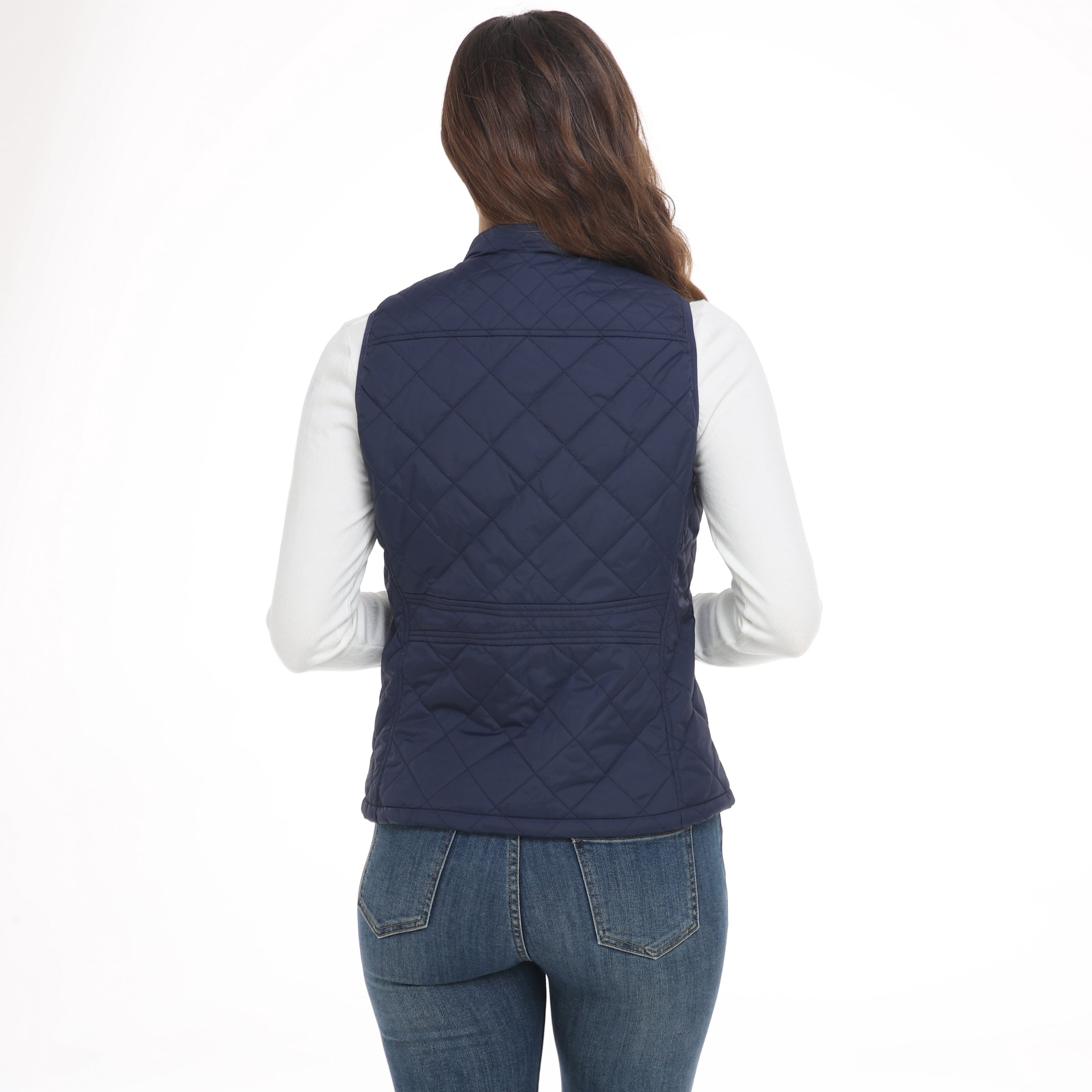LK women's vest - Stand Collar Lightweight Padded Gilet for Women (Dark Blue-M)