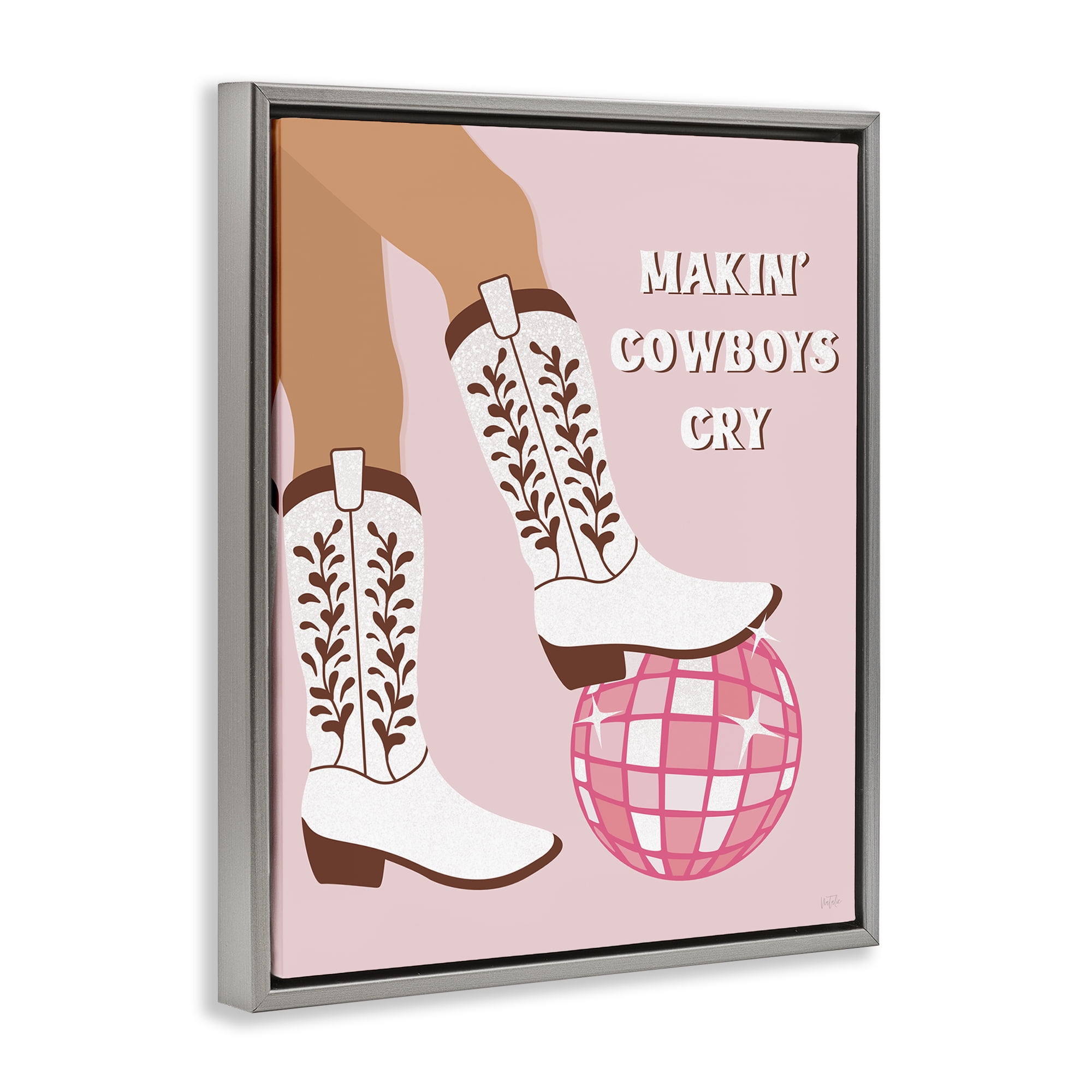 Stupell Industries Makin' Cowboys Cry Fashion Painting Gray Floater Framed Canvas Art Print Wall Art, 25 x 31