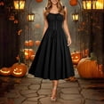 thumbnail image 7 of Women's Vintage Midi Dress Renaissance Peasant Costume Square Neck Lace Up Corset Flattering A-Line Halloween Party Dress Medieval Clothes, 7 of 7