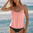 thumbnail image 2 of adviicd Tankini Swim Tops Women's Tankini Sets Two Piece Bathing Suits Tummy Control Square Neck Adjustable Straps Ruched Ribbed(Light Pink,M), 2 of 7