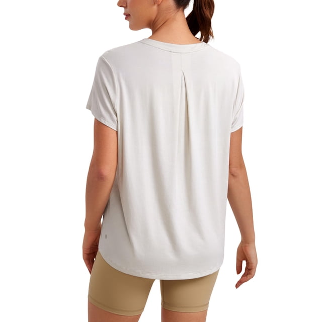 Remera CRZ YOGA Holgada y Suave para Yoga Blanca Lechosa XL