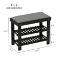 thumbnail image 3 of HOMCOM Bamboo Shoe Bench, Entryway Bench with Storage and Cushion, Black, 3 of 8