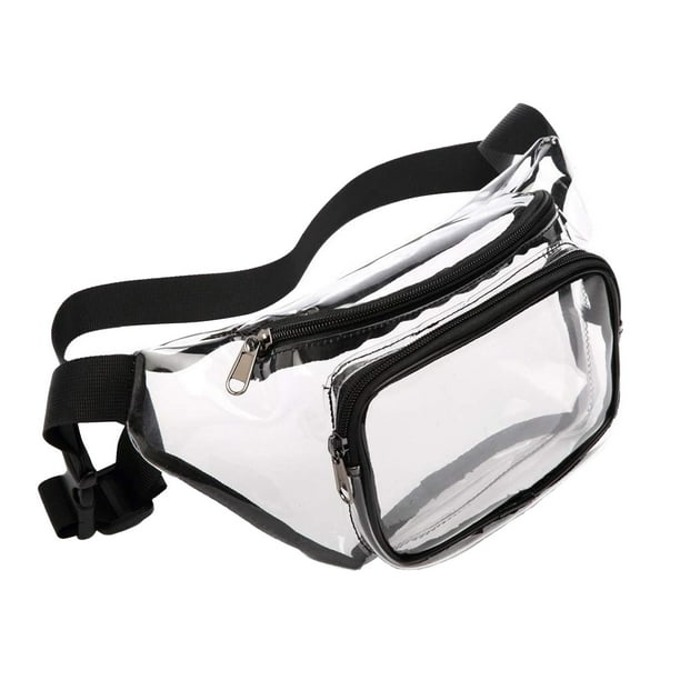 Riñonera transparente con correa ajustable, bolso de moda para correr, festivales y senderismo. Negro