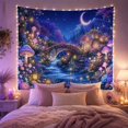 thumbnail image 2 of Moonlit Forest Stone with Arch Bridge Spans Cascading, Mystical Fantasy for Space Lovers, Galaxy Room Decor, Mother'S Day Gift, Tapestry Wall Hanging for Bedroom and Dorm, 2 of 7