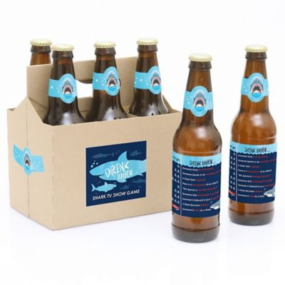 Shark Zone - Drink When TV Show Game - Decorations for Women and Men - 6 Beer Bottle Labels and 1 (Best Tv Show Drinking Games)