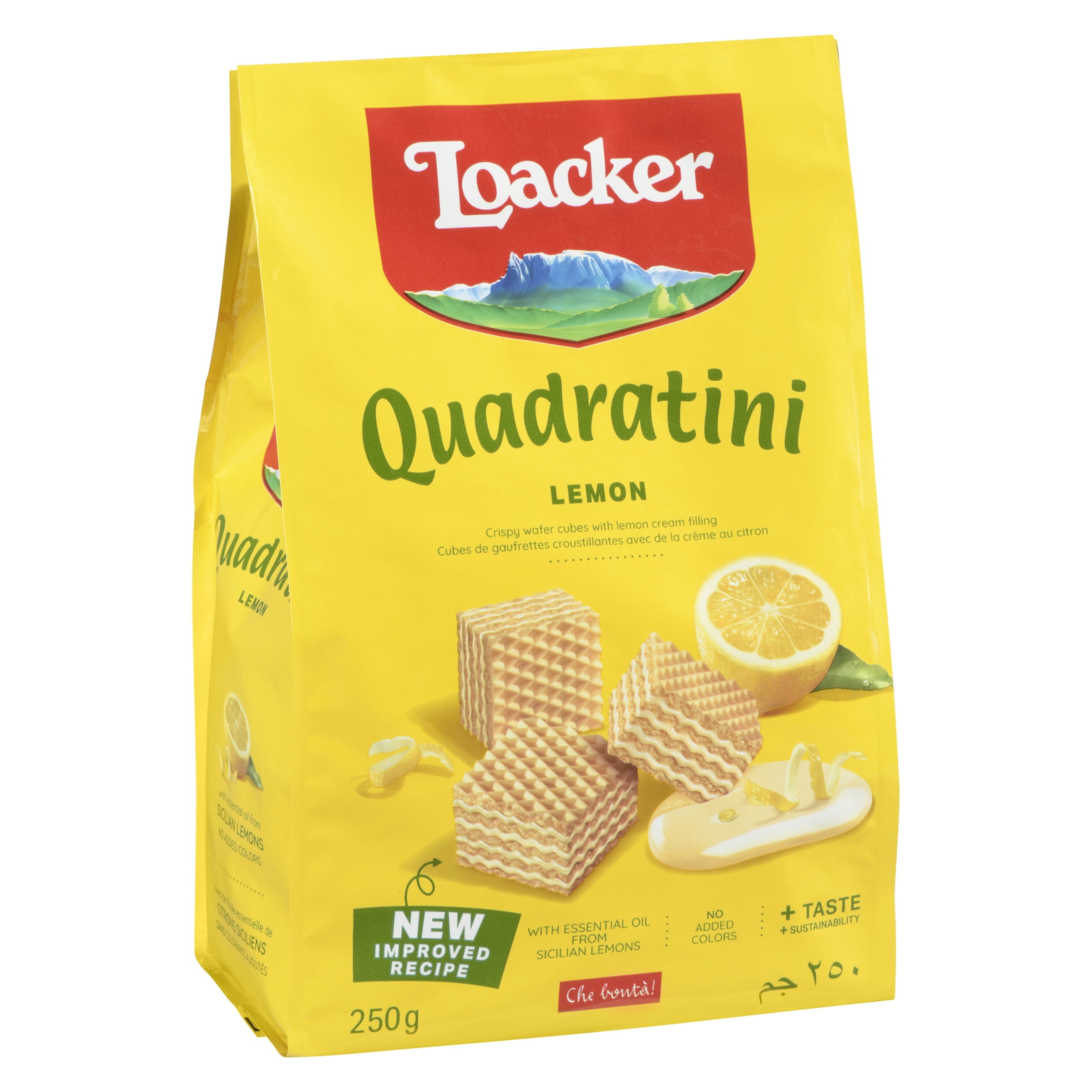 Loacker Quadratini Wafer Lemon Bite Size Baked Cookies 250GR