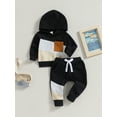thumbnail image 2 of Inevnen Toddler Baby Boy Clothes Fall Winter Outfits Color Block Hoodie Sweatshirt Tops Jogger Pants Set, 2 of 8