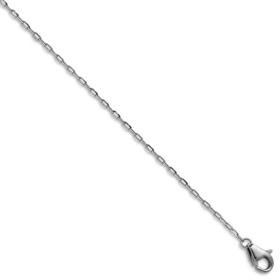 Platinum Sparkle-Cut 1mm Elongated Cable Chain Necklace 16 Inch Chain Necklace for Women and Men