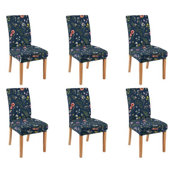 Chair Covers for Dining Room Set Of 6 Spandex Super Fit Stretch Removable Washable Kitchen Chair Slipcovers for Home Party Hotel Wedding Ceremony, Universal Size (spring Flowers)