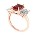 thumbnail image 2 of Clara Pucci 14K Rose Gold Solid Gold Garnet Three-Stone Anniversary Ring for Women - 4 cttw Emerald Cut, 2 of 8