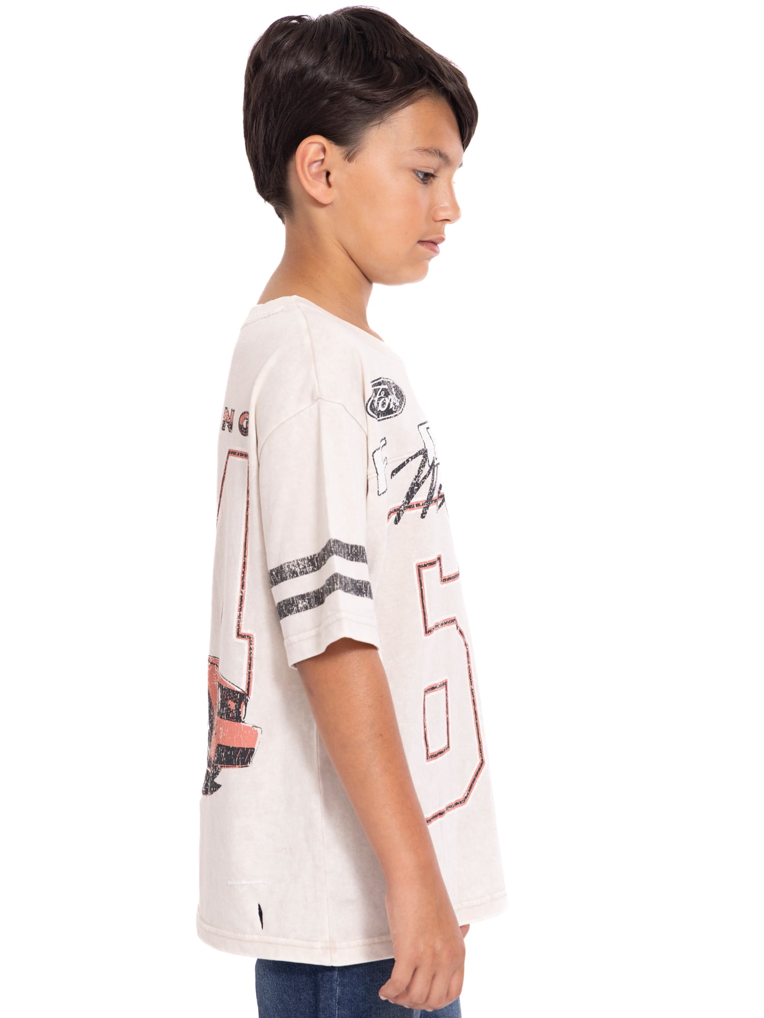 Ford Mustang Boys Mineral Washed Graphic Football Tee with Short Sleeves, Sizes 4-18