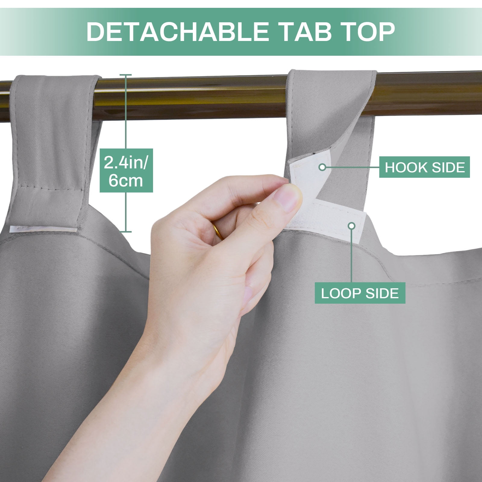 DONGPAI Outdoor Patio Curtains Waterproof 52" x 96" Blackout Tab Top Privacy Thermal Insulated Curtains for Pergola Porch, 1 Panel, Light Gray