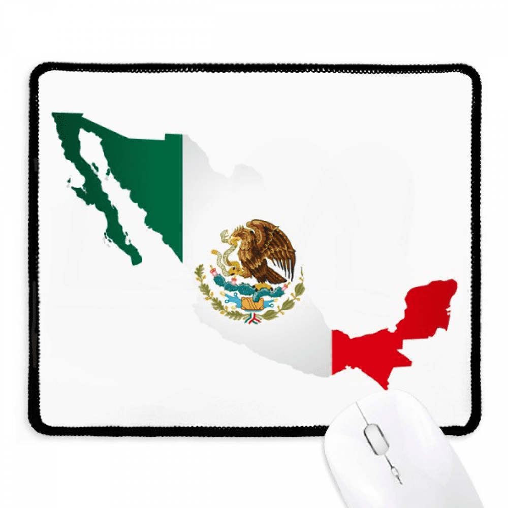 Red Green Mexico Map Emblem Eagle Eat Snake Mousepad Stitched Edge Mat
