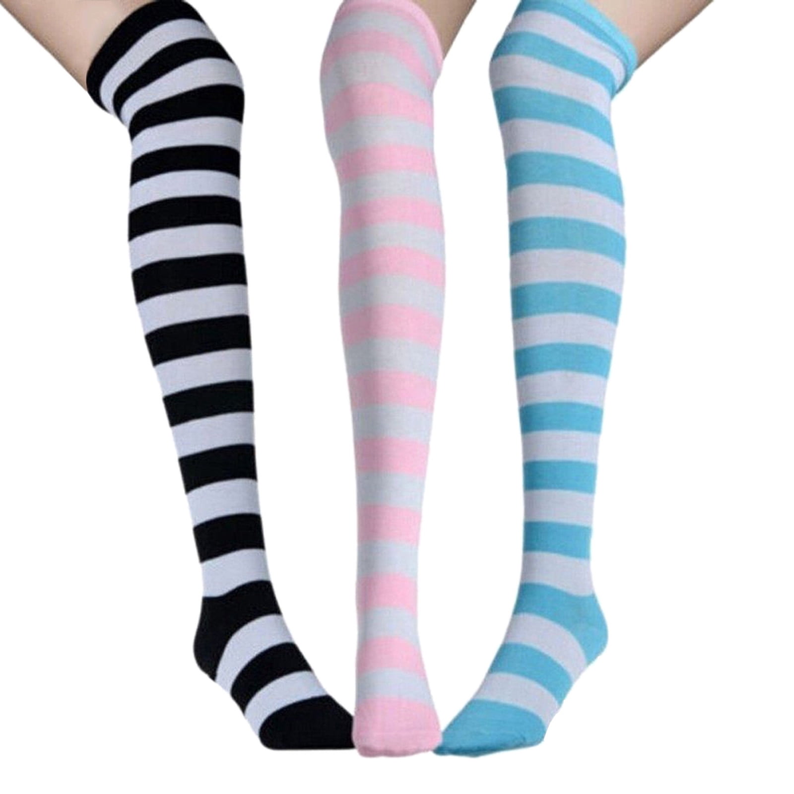 Socks Women Knee High Socks Striped Women's Long Socks Thigh High Soft Socks for Girls Plus Size Stockings Thigh High Socks