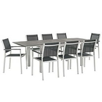 Afuera Living 9-Piece Extendable Aluminum Patio Dining Set in Silver and Black