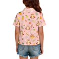 thumbnail image 5 of Girls School Uniform Short Sleeve Henley Cute Cartoon Animal Print Polo Shirts Button Closure Causal Comfy T Shirts, 120, 5 of 5
