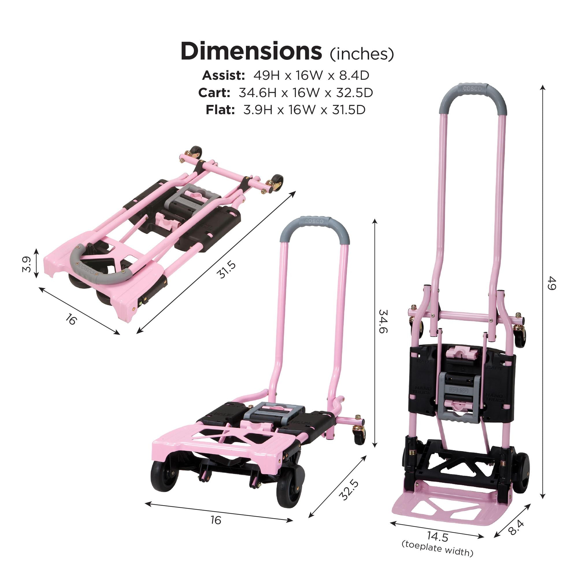 Cosco Shifter Multi-Position Folding Hand Truck and Cart, Pink
