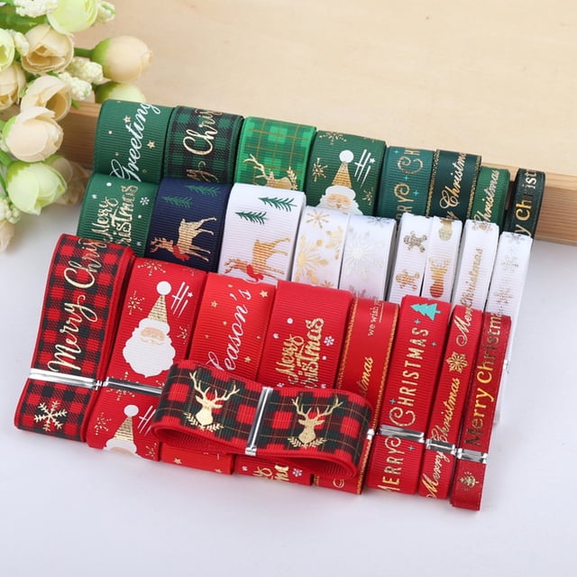 AMERTEER 5 Yards Christmas Gift Wrapping Ornaments Decoration Ribbon Xmas Tree Pendants