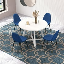 Newboti Evatt 5-Piece Round Dining Set, Trestle Round Table with 4 Stylish Chairs, Blue 132437005046026