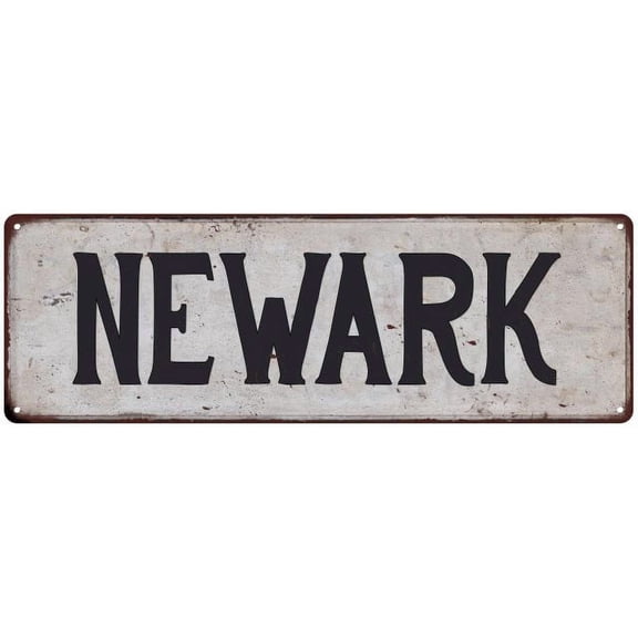 NEWARK Vintage Look Rustic Metal City State Sign 6 x 18 High Gloss Metal 206180041063