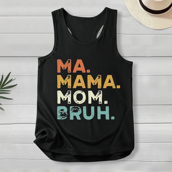 Loose Fit Letter Graphic Racerback Tank Top Casual Summer Sleeveless Camisole Soft Vest for Women Daily WearBlackM