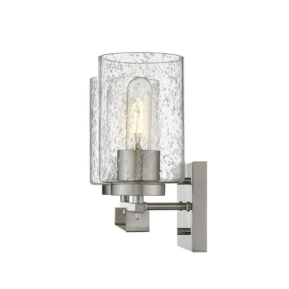 HomeRoots Silver Metal and Textured Glass Two Light Wall Sconce