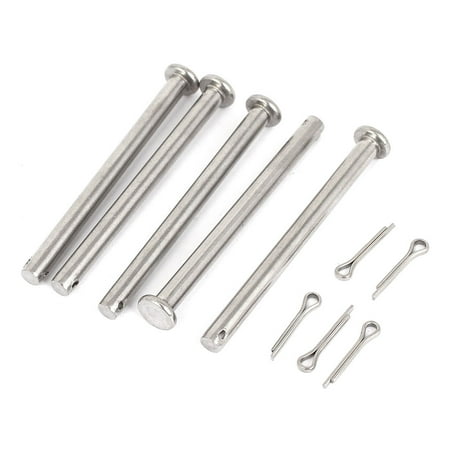 

M5x60mm Flat Head Metal Round Clevis Pins Fastener Silver Tone 5Pcs