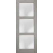 Slab Barn Door Panel Frosted Glass 32 x 80 inches | Lucia 2552 Grey Ash | Sturdy Finished Doors | Pocket Closet Sliding