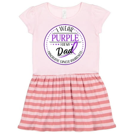 

Inktastic I Wear Purple for my Dad- Pancreatic Cancer Awareness Gift Toddler Girl Dress