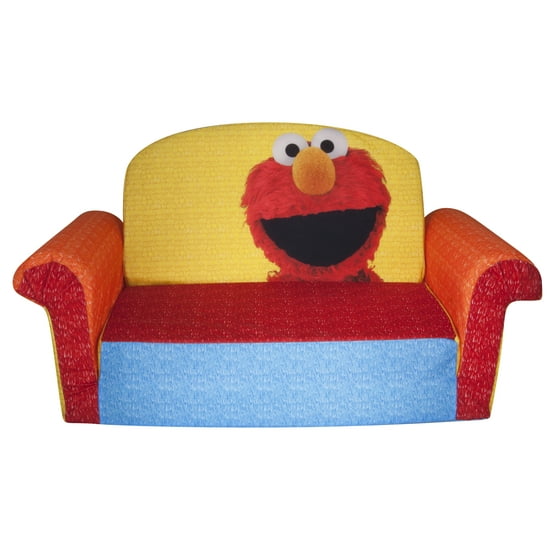 Marshmallow Furniture, Children's 2 in 1 Flip Open Foam Sofa, Sesame Street's Elmo/Sesame, by Spin Master