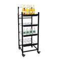 thumbnail image 1 of FixtureDisplays® 18"w Beverage, Bottled Water, Cocktail, Beer Display Rack w/ Wheels, 4 Shelves & Sign Clip - Black 16770, 1 of 6