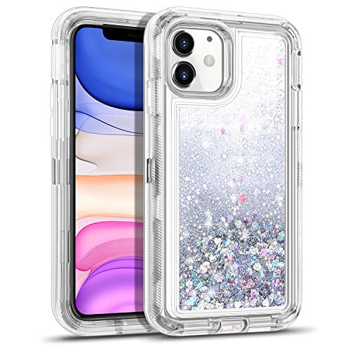 Wesadn Case For Iphone 11 Case For Women Girls Glitter Cute Protective Shockproof Heavy Duty Clear Case With Sparkle Bling Quicksand Hard Bumper Soft Tpu Cover For Iphone 11 6 1 Inches Silver Walmart Com