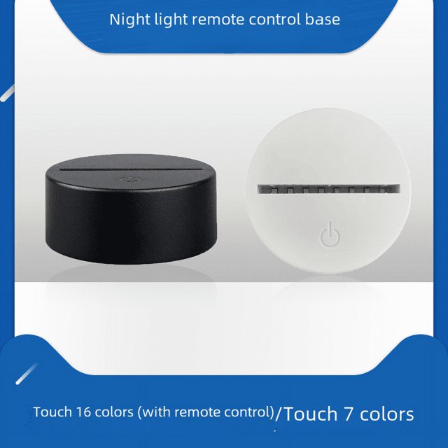 Base de luz nocturna 3D con control remoto, base de lámpara de mesa colorida, base luminosa, interruptor de control remoto táctil, luz de ambiente