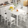 thumbnail image 4 of Cvortll 5-Piece Marble Dining Table Set with 4 Pu Leather Metal Frame Chairs for 4, 31.2"H Table, 4 of 5